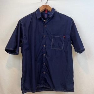 Jantzen Short Sleeve contract stitching Men XL Collared Casual Button Shirt Blue